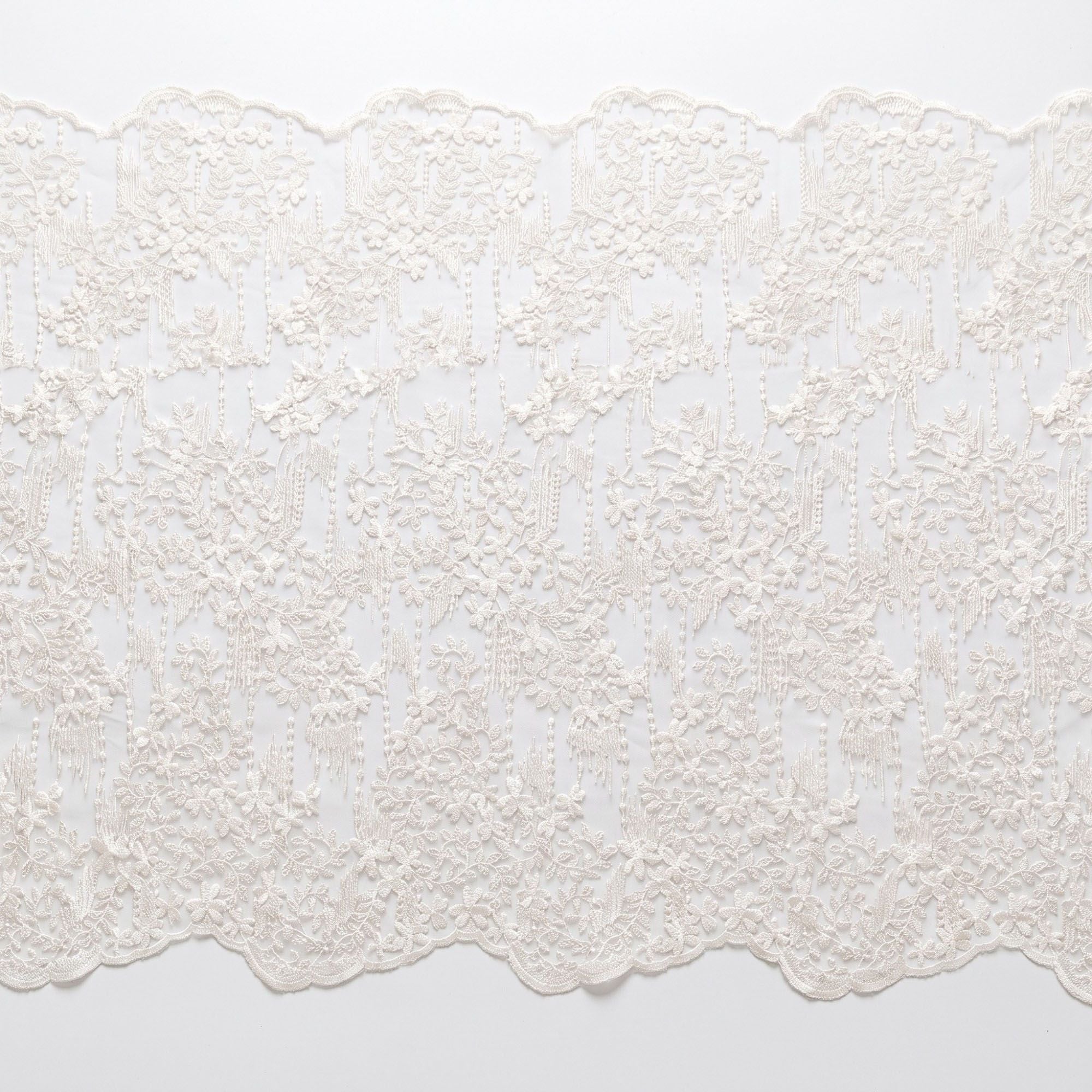 White Floral Embroidered Lace Square Tablecloth 51.2x51.2in