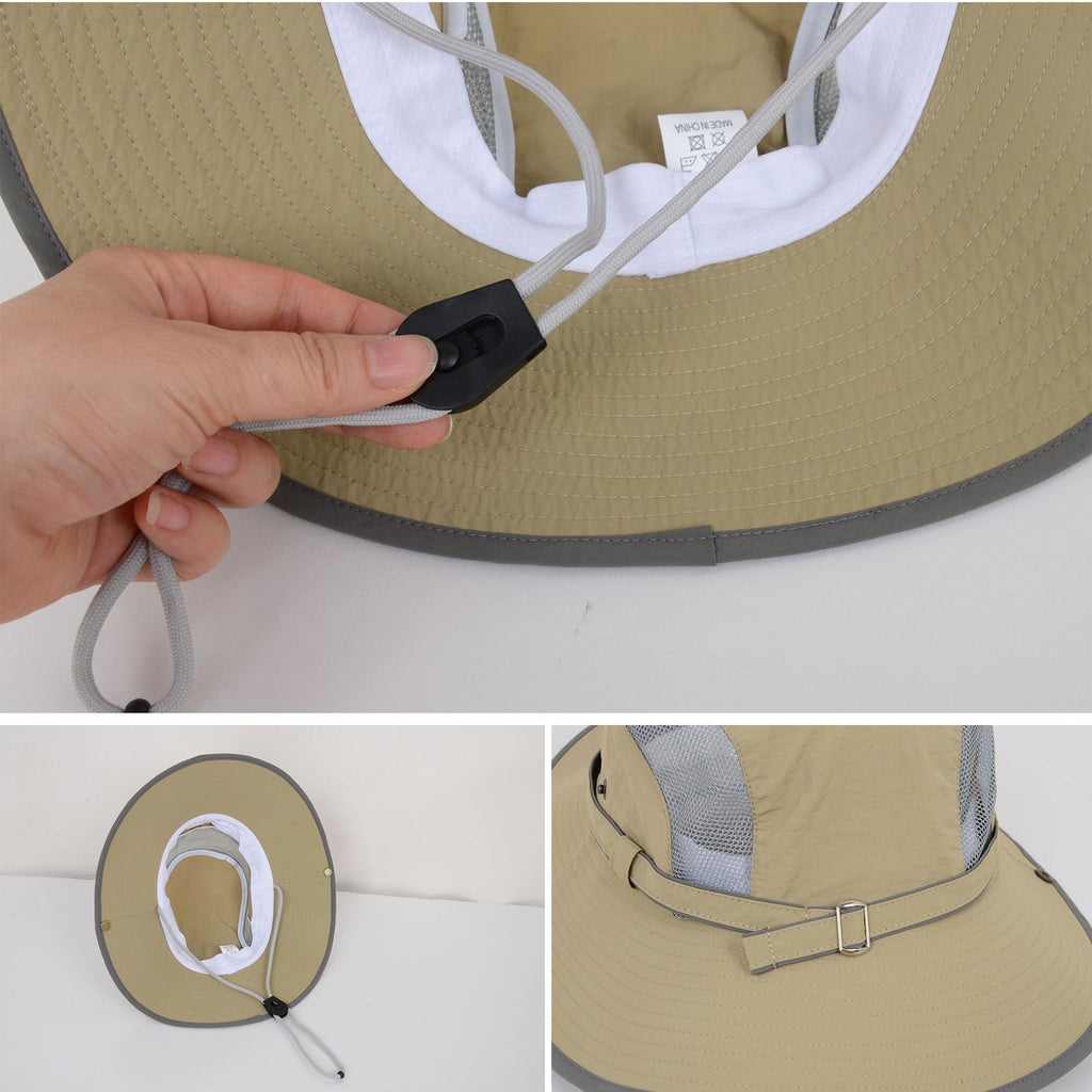 Anna-Kaci Wide Brim Outdoor Hat with Mesh Ventilation Snap-Up Sides and Chin Strap for Hiking, Beach, Travel, and Sun Protection