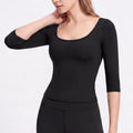 Scoop Neck 3/4 Sleeve Fitted Workout Top
