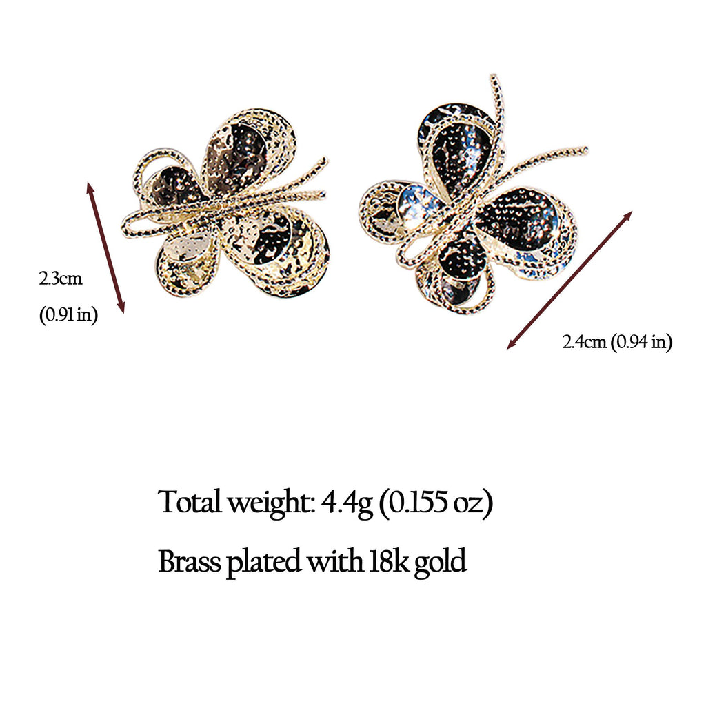 Anna-Kaci Women's Butterfly Stud Earrings - Intricate Textured Statement Earrings