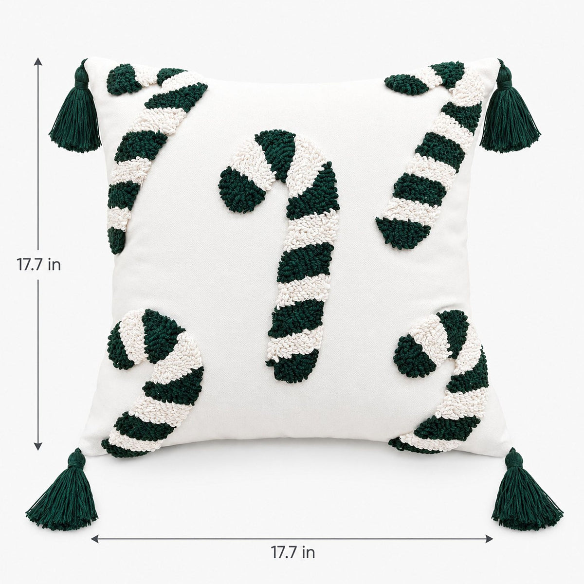Christmas Candy Cane Tufted Tassel Throw Pillow Cover