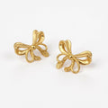 Bow Knot Stud Earrings with Open Loop Ribbon Design and Delicate Sculpted Details for a Feminine Elegant Look