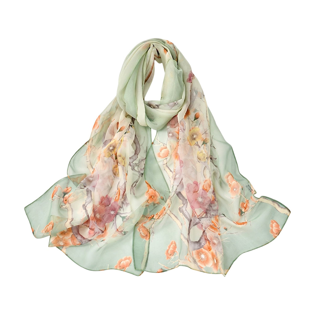 Floral Print Chiffon Scarf Lightweight Sheer Beach Shawl Wrap 63¡Á19.5 Inches