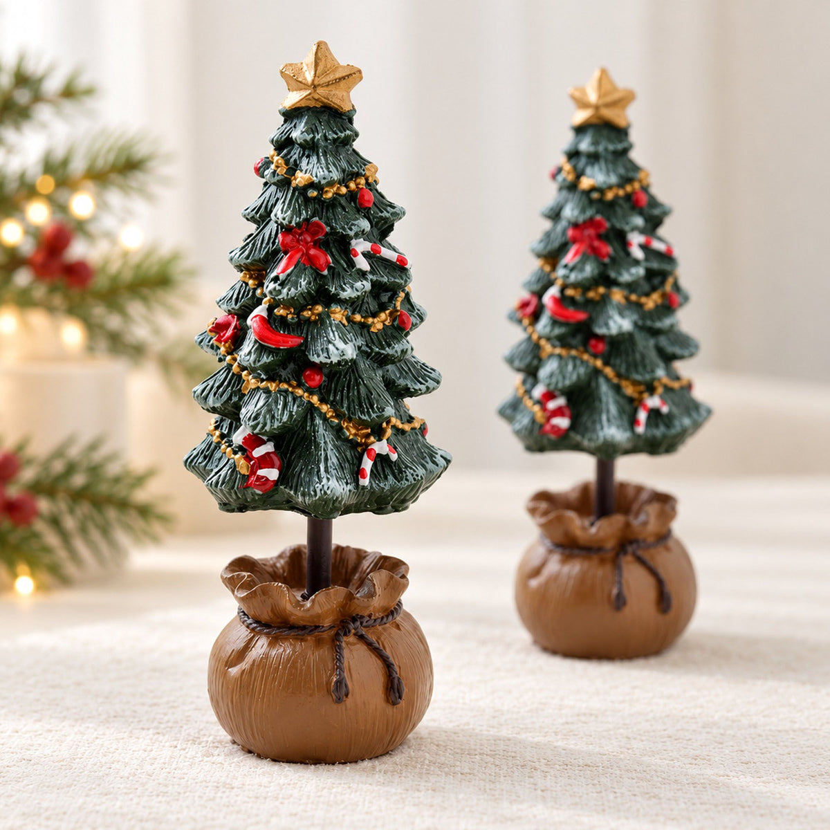 Mini Resin Christmas Tree Tabletop Holiday Decoration