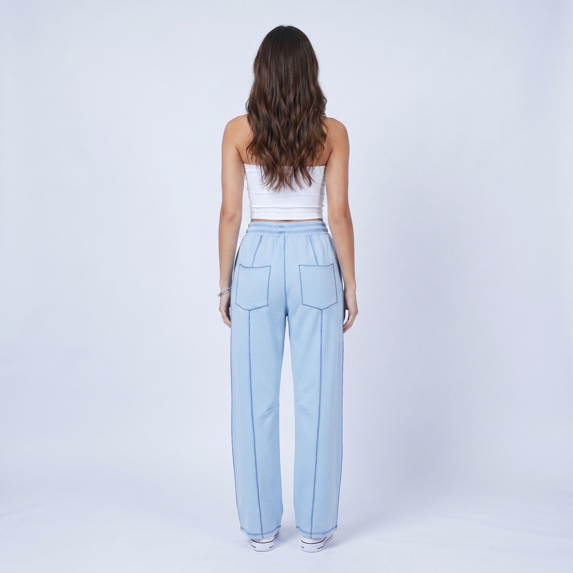 Anna-Kaci Women's High Rise Drawstring Wide Leg Utility Pants with Patch Pockets