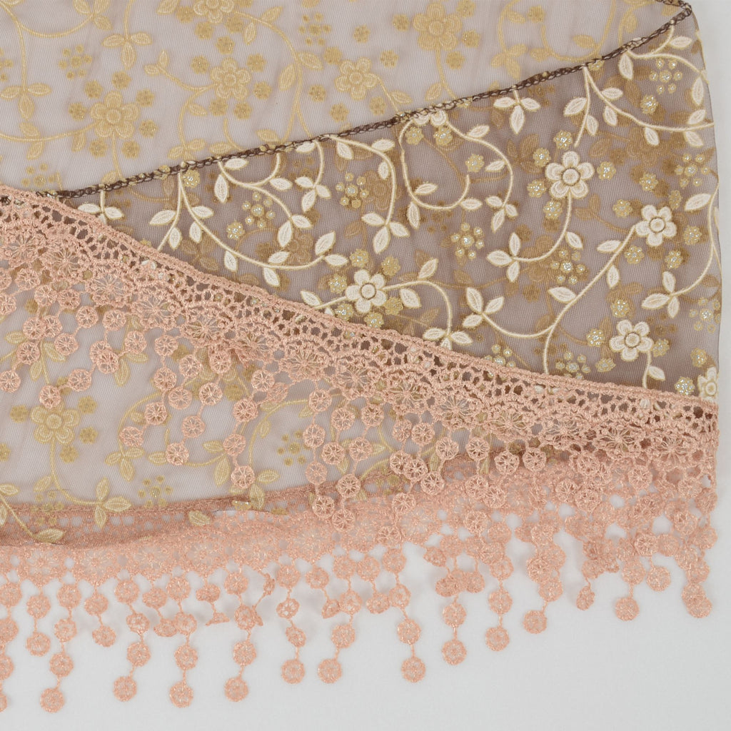 Anna-Kaci Lightweight Lace Floral Head Scarf Fringe Triangular Shawl Scarf Wrap Bandana for Women