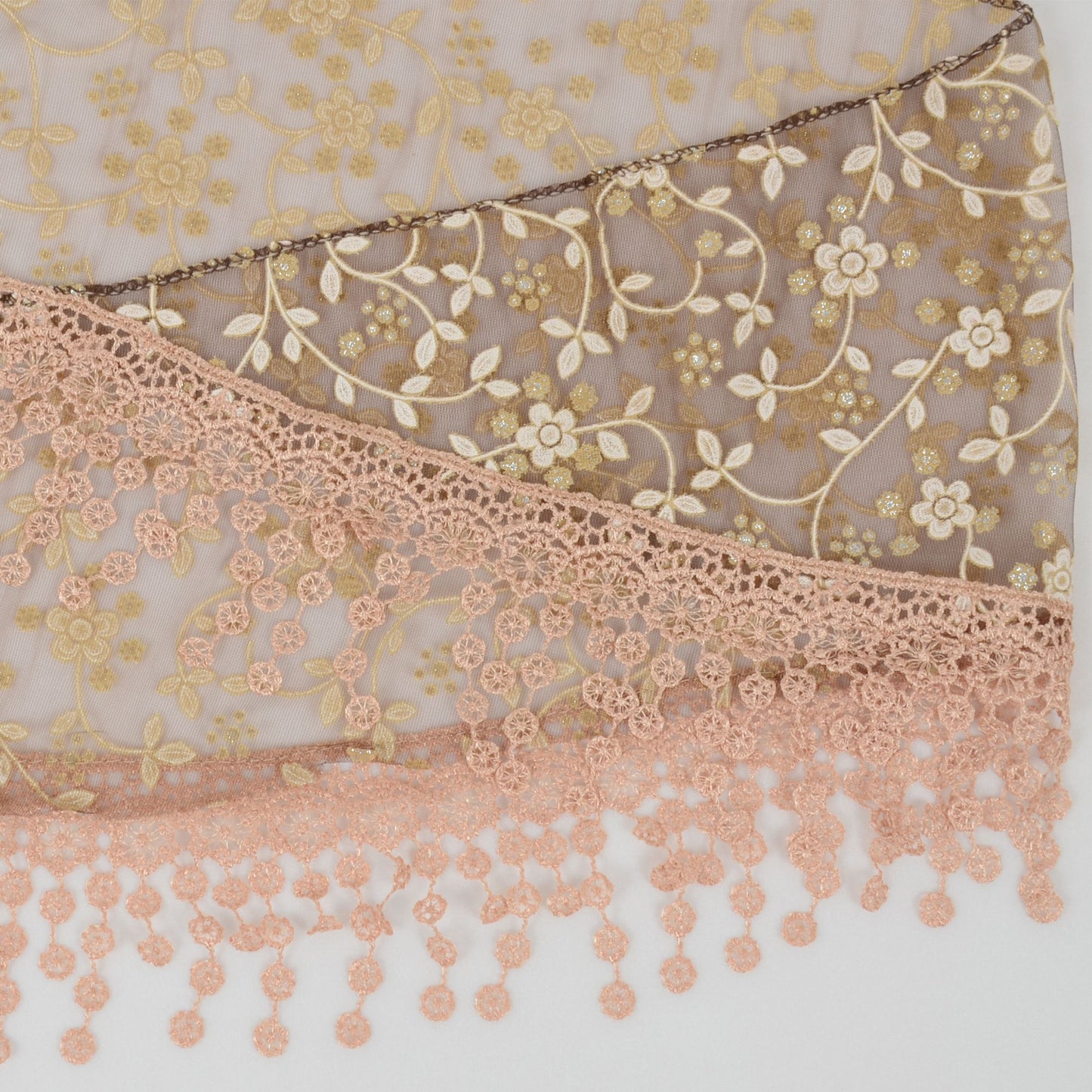Anna-Kaci Lightweight Lace Floral Head Scarf Fringe Triangular Shawl Scarf Wrap Bandana for Women
