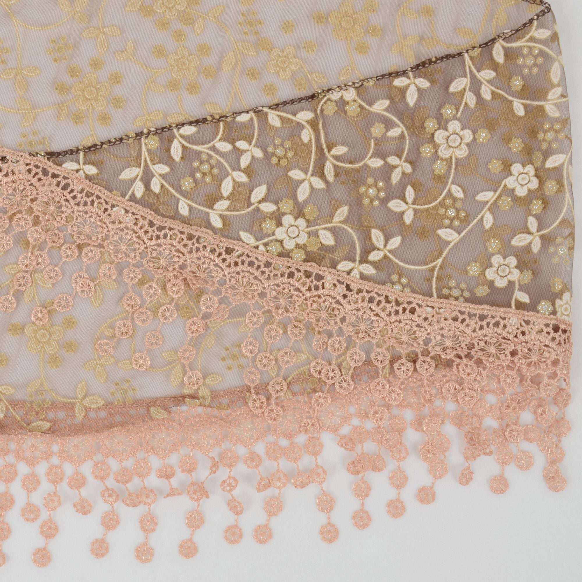 Anna-Kaci Lightweight Lace Floral Head Scarf Fringe Triangular Shawl Scarf Wrap Bandana for Women