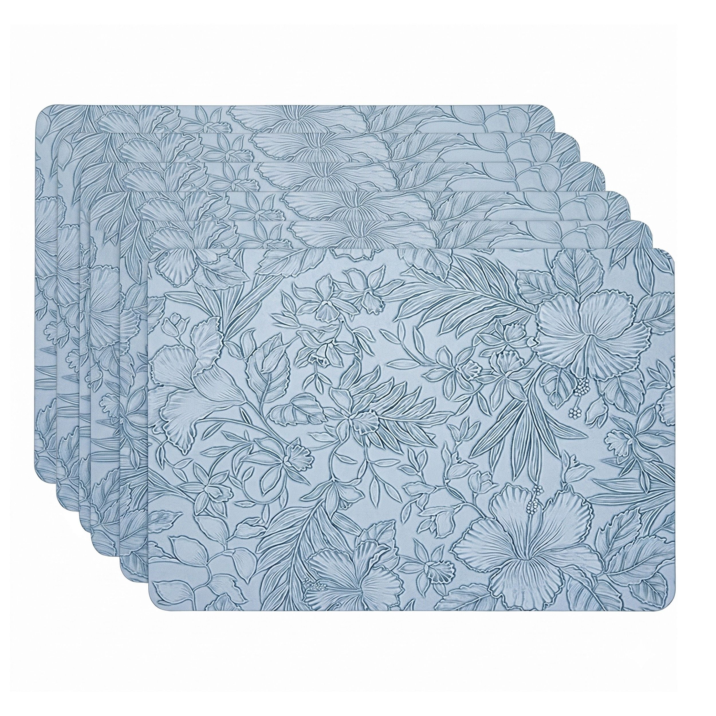 6 Piece Floral PVC Placemat Set Heat Resistant Wipe Clean Table Mats for Dining Table