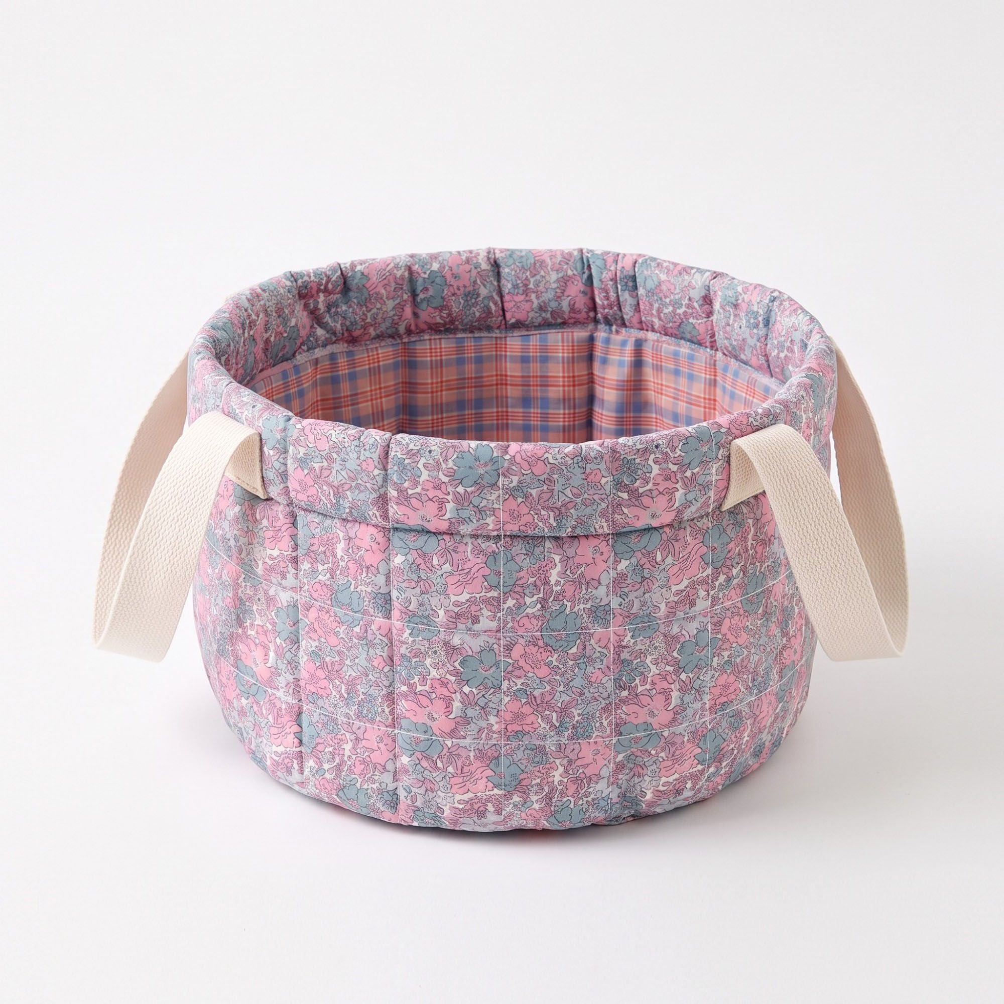 Cesta organizadora floral acolchada con asas para el hogar