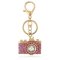 2pc Camera Rhinestone Keychain Bag Charm with Lobster Clasp and Key Ring