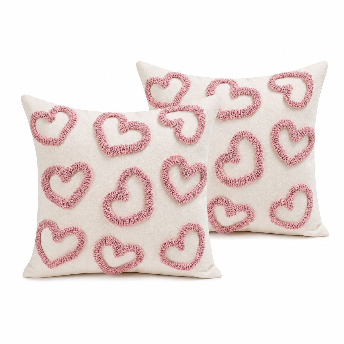 2-Pack Heart Tufted Decorative Throw Pillow Covers