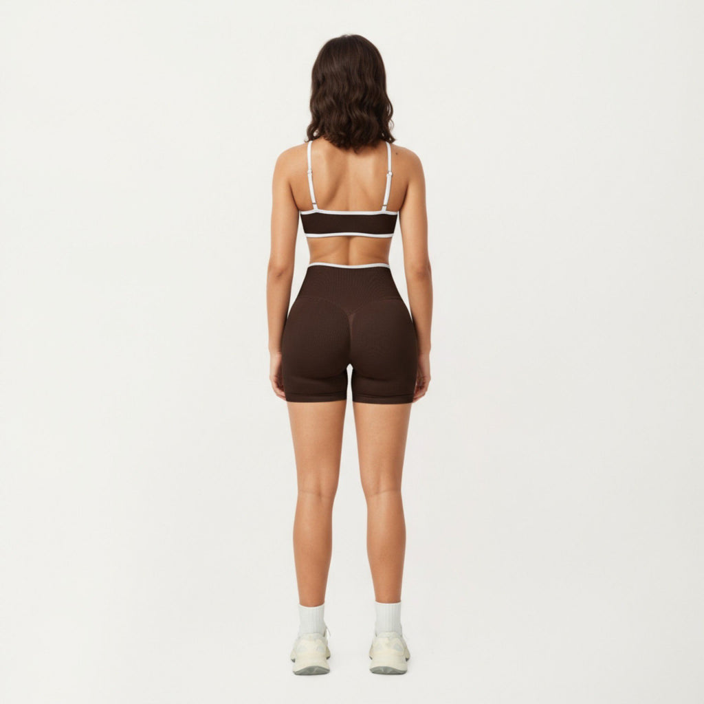 Anna-Kaci Active Women's Contrast Trim Scoop Neck Sports Bra with Adjustable Spaghetti Straps
