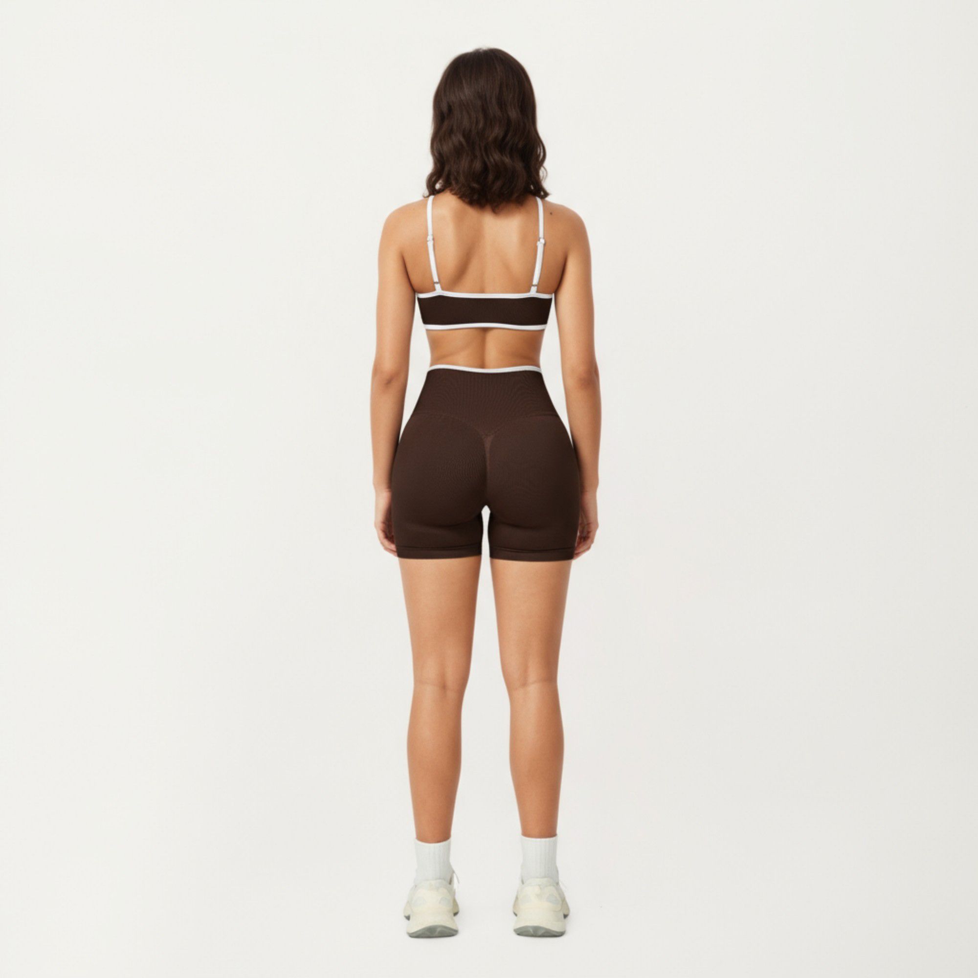 Anna-Kaci Active Women's Contrast Trim Scoop Neck Sports Bra with Adjustable Spaghetti Straps