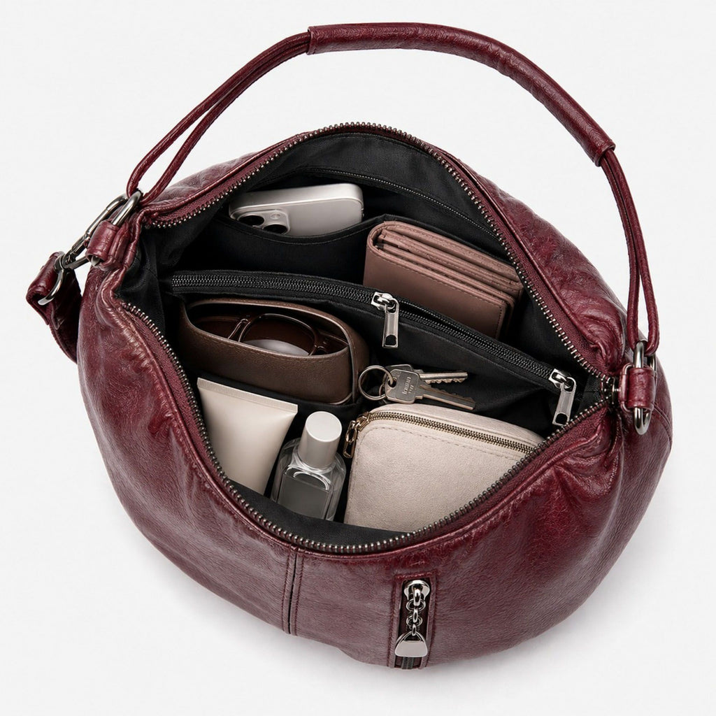 Soft Ruched Faux Leather Shoulder & Crossbody Bag