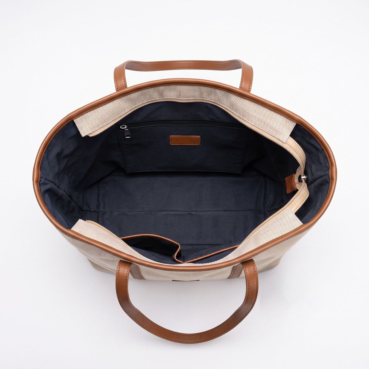 Large Tote Bag with Long Shoulder Straps and Zip Closure