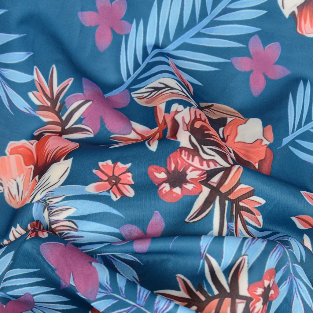 Floral Short Sleeve Zip Front One Piece Rash Guard Swimsuit