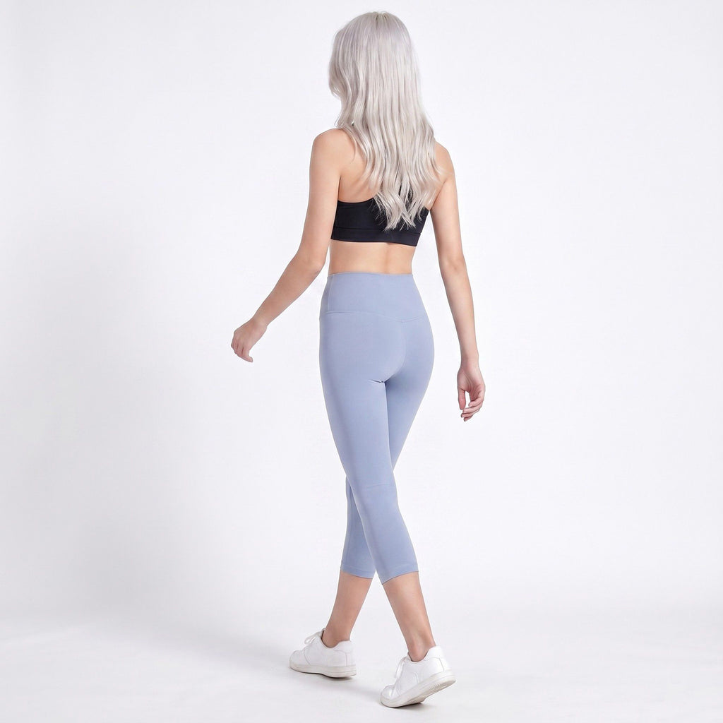 High Waist Capri Leggings with Wide Waistband Smooth Stretch Workout Yoga Pants