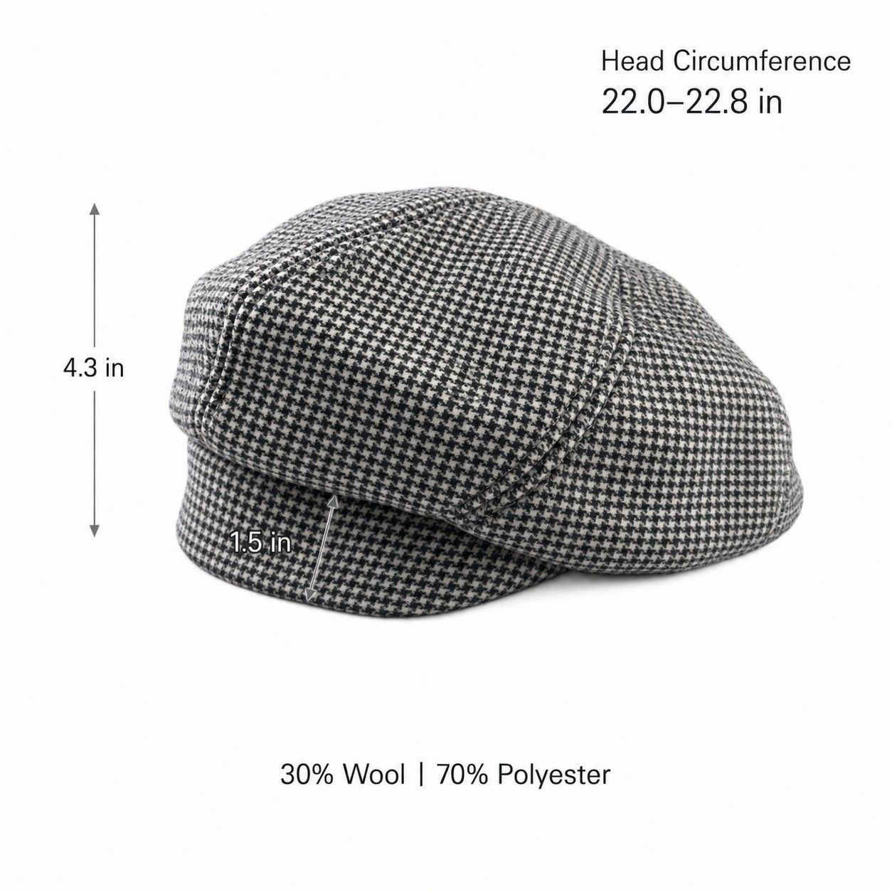 Wool Blend Houndstooth Beret Hat Vintage Painter Cap for Fall Winter