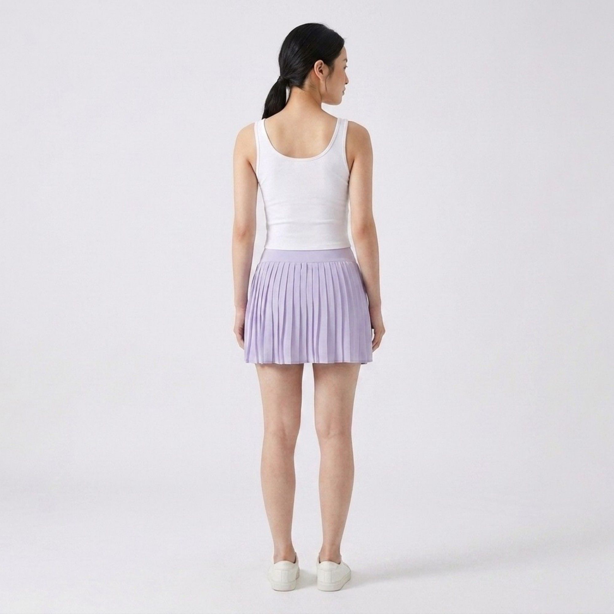 Anna-Kaci Active Womens High Waist Pleated Athletic Skort with Sheer Overlay Wide Waistband and Built In Shorts