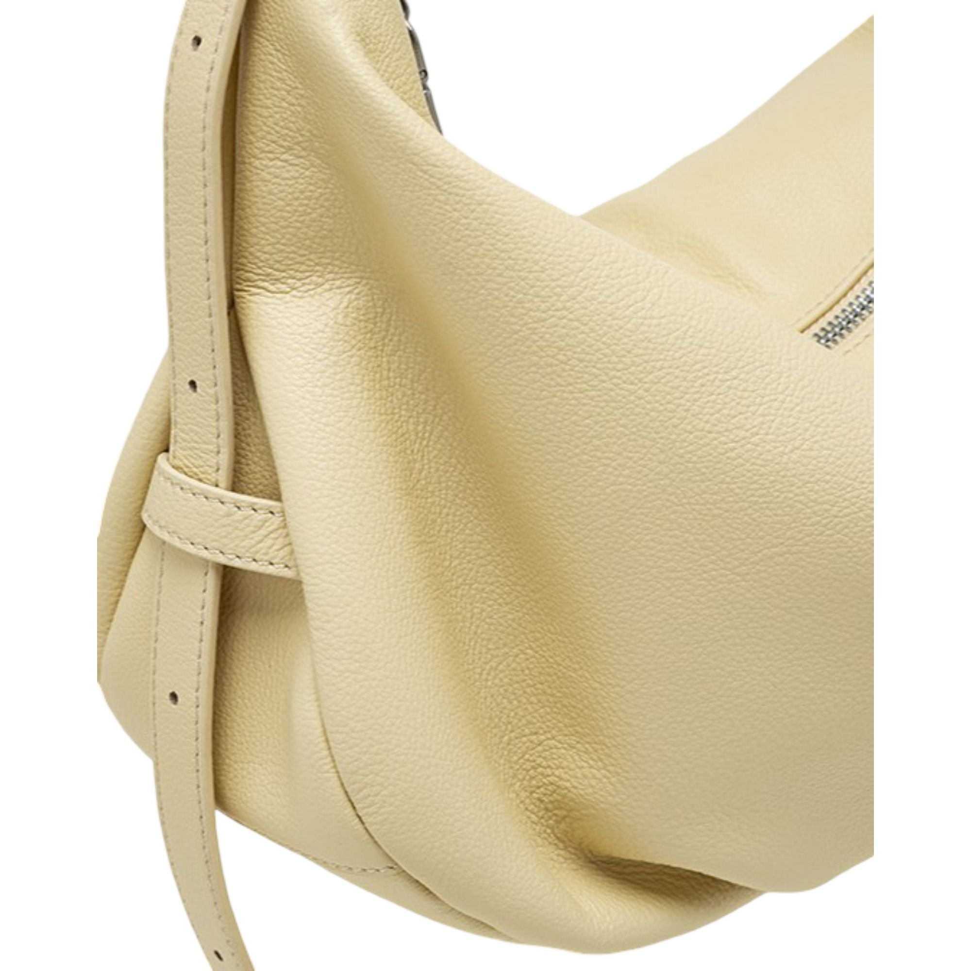 Slouchy Leather Shoulder Bag with Adjustable Strap Soft Crescent Silhouette and Zip Closure