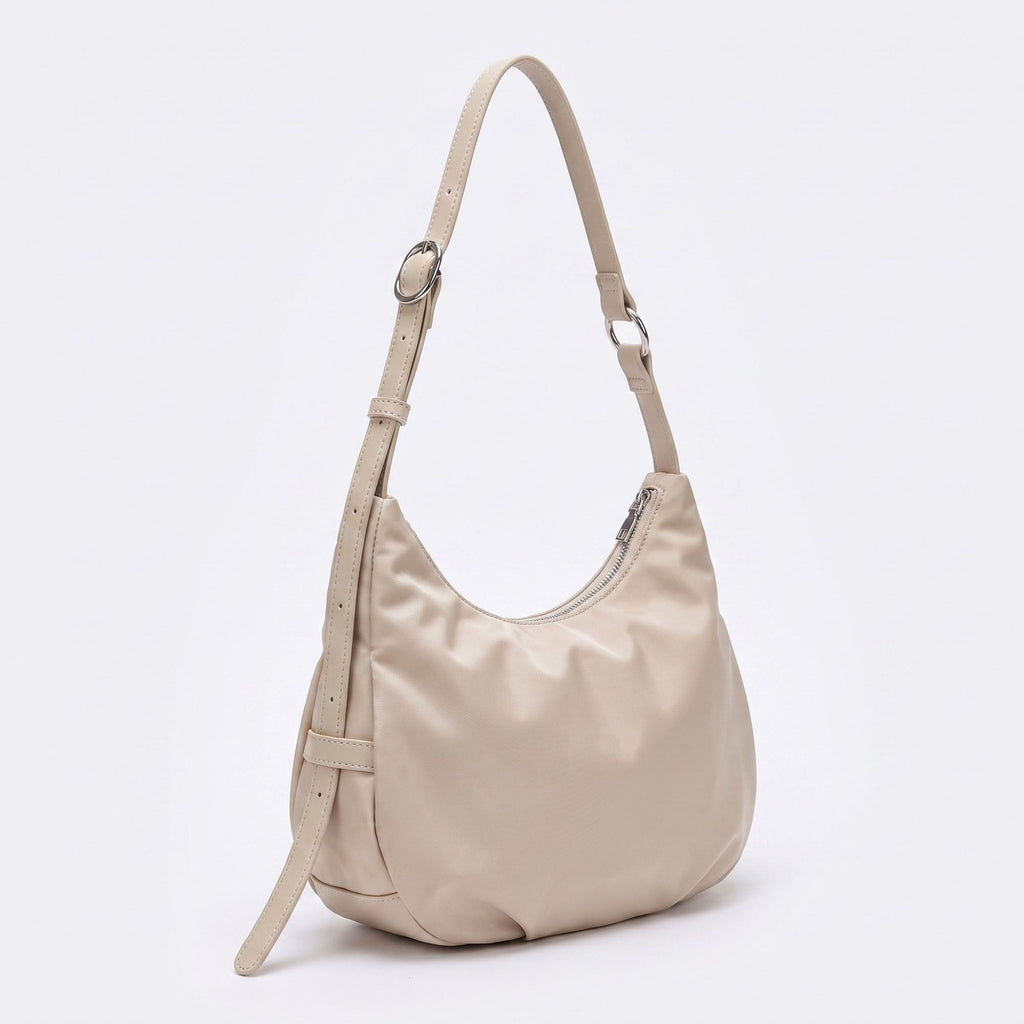 Soft Hobo Shoulder Bag with Adjustable Strap and Zip Closure