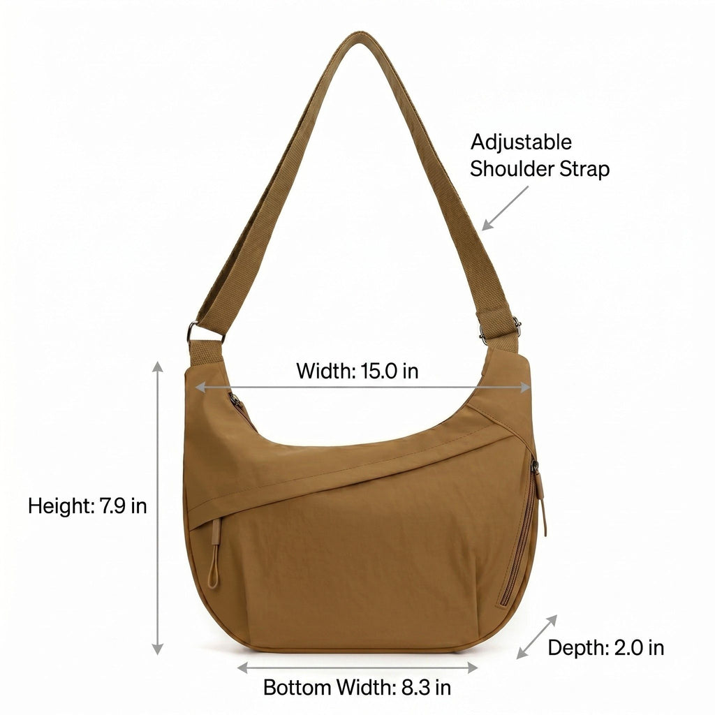 Nylon Crossbody Bag with Adjustable Strap Lightweight Shoulder Sling Bag with Zip Pockets