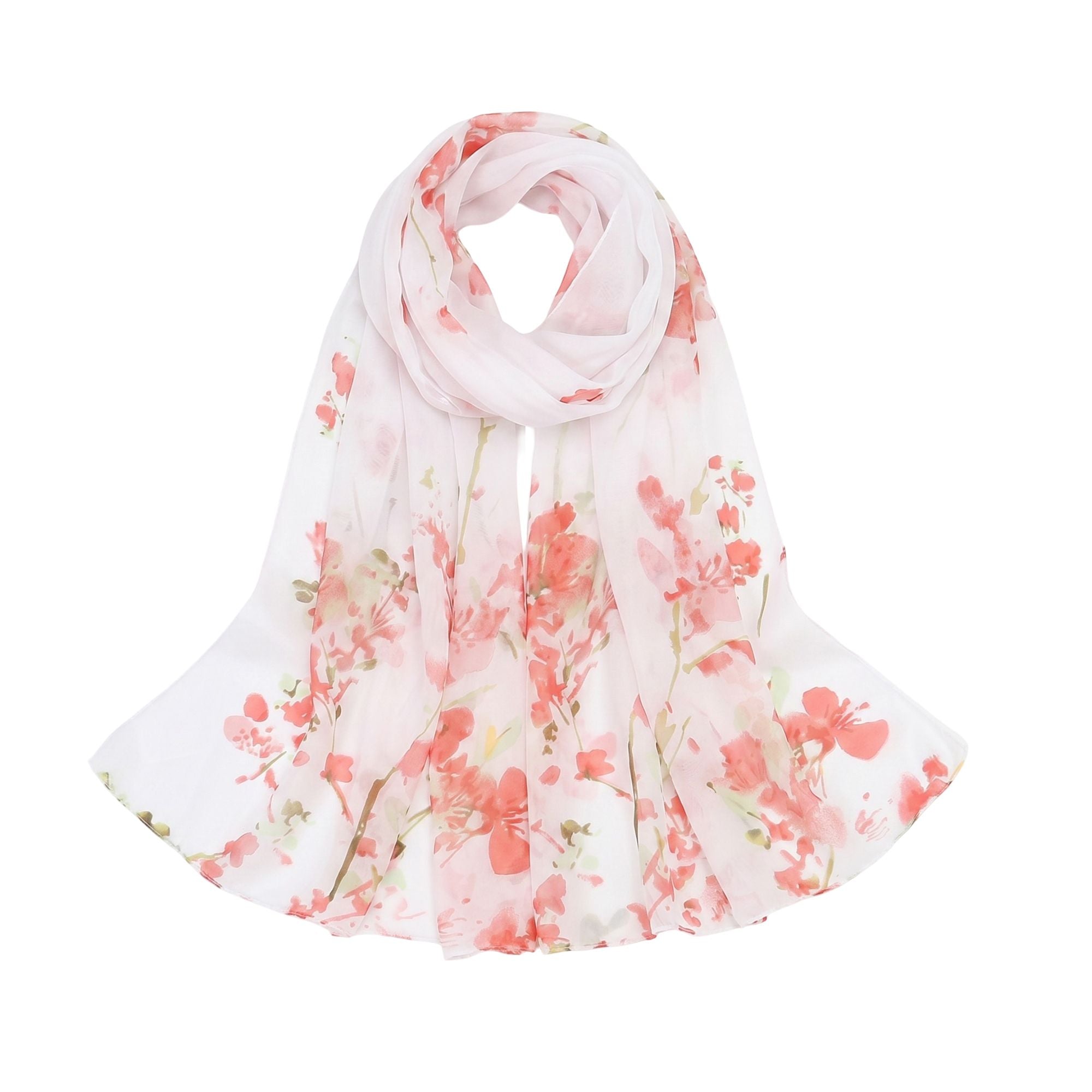 Floral Print Lightweight Chiffon Scarf Soft Sheer Fashion Shawl Wrap 59¡Á19.5 Inches