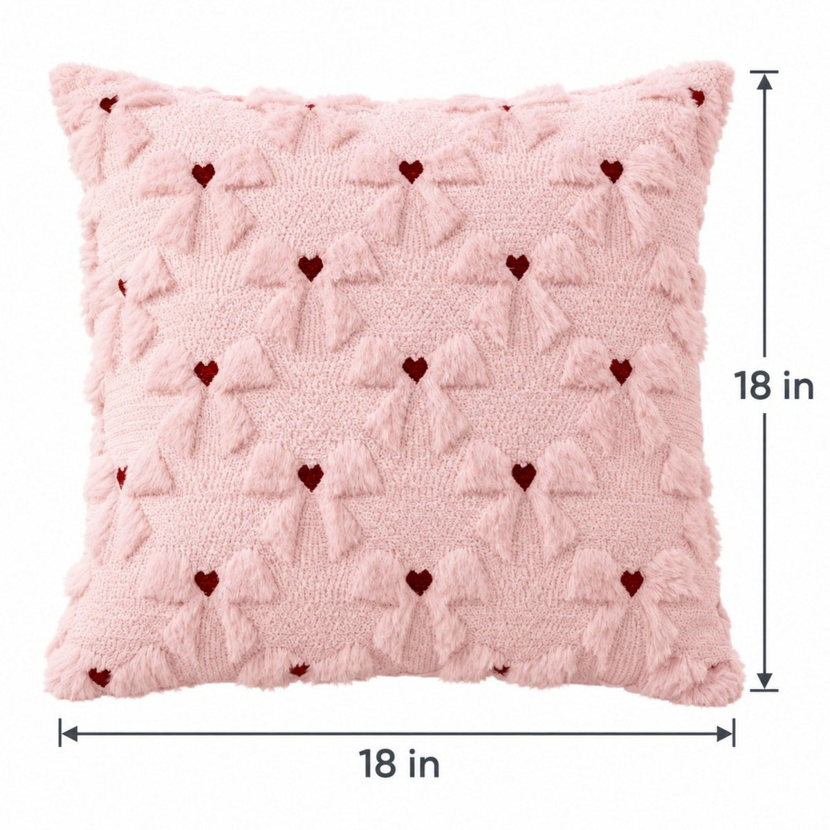 2 Pack Tufted Bow Heart Decorative Throw Pillow Covers Soft Textured Cushion Covers