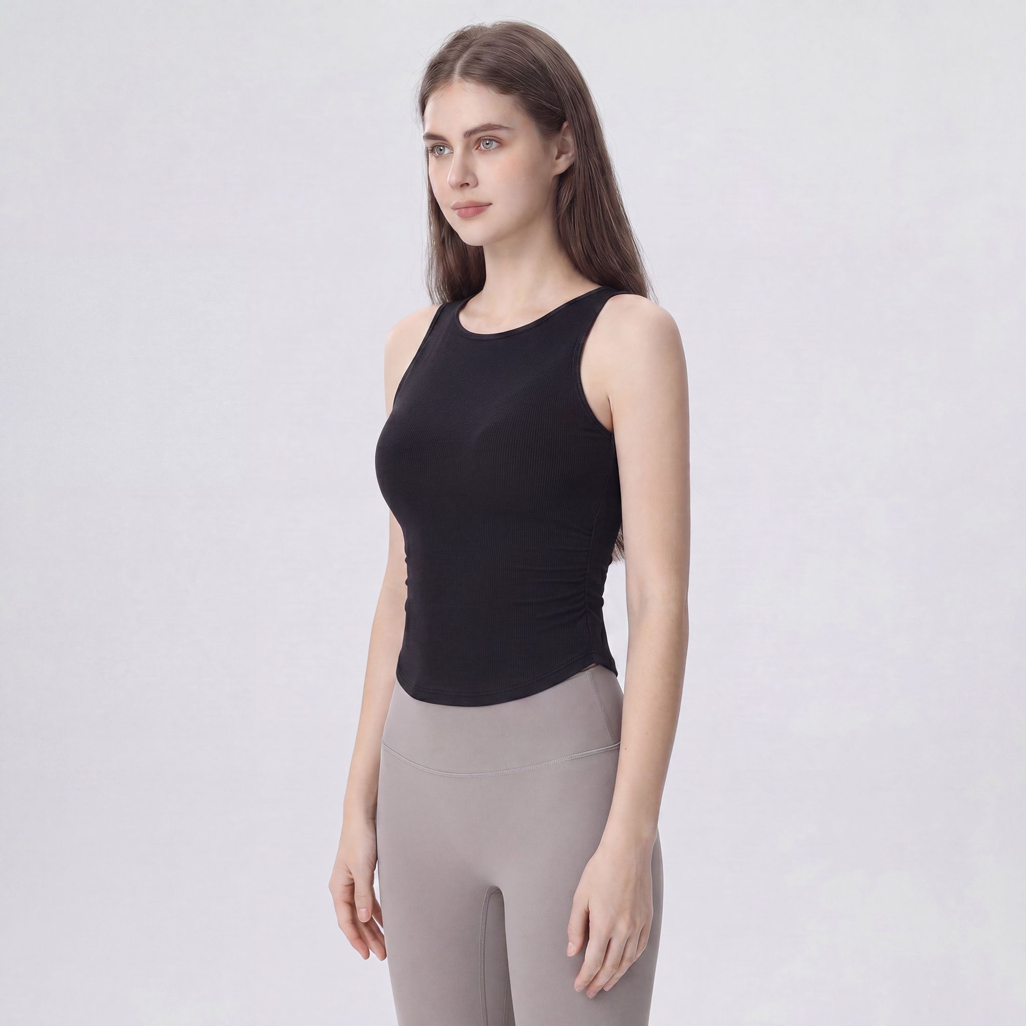 Sleeveless High Neck Cropped Yoga Tank Fitted Workout Activewear Top
