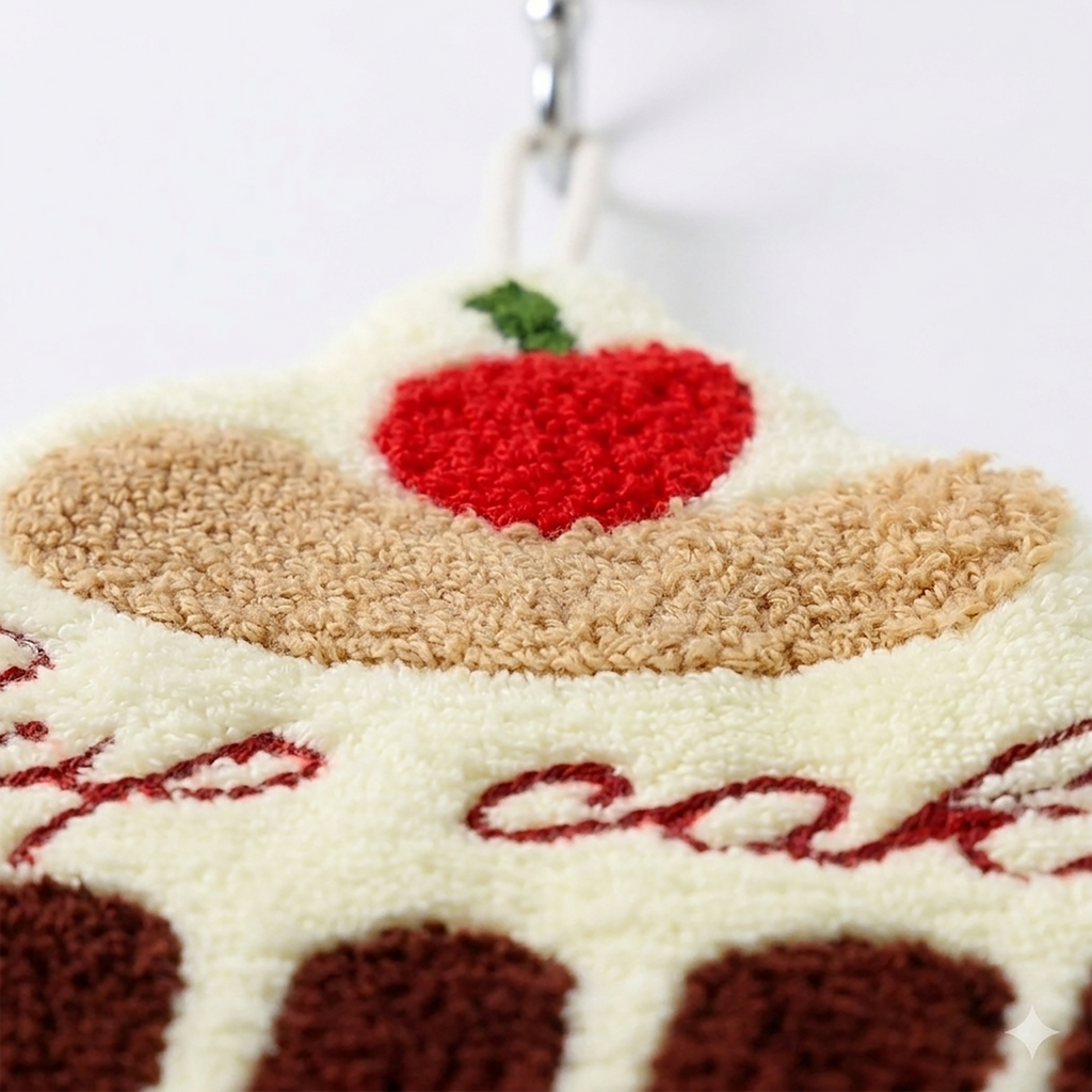 Anna-Kaci 3 Pack Hanging Hand Towels Cute Cake Design Soft Absorbent Kitchen Bathroom Hand Towels