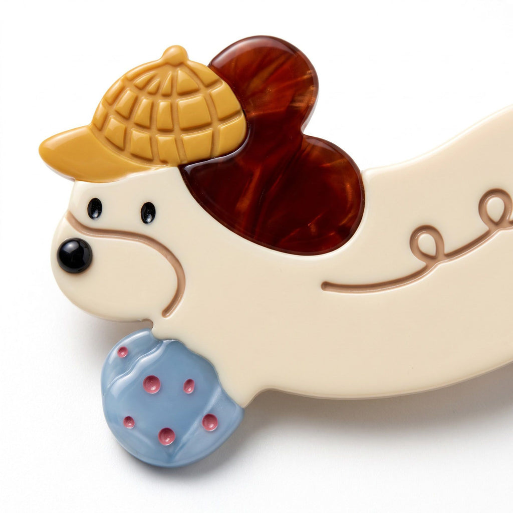 3pc Dachshund Dog Hair Clip Set Colorful Acetate Barrettes