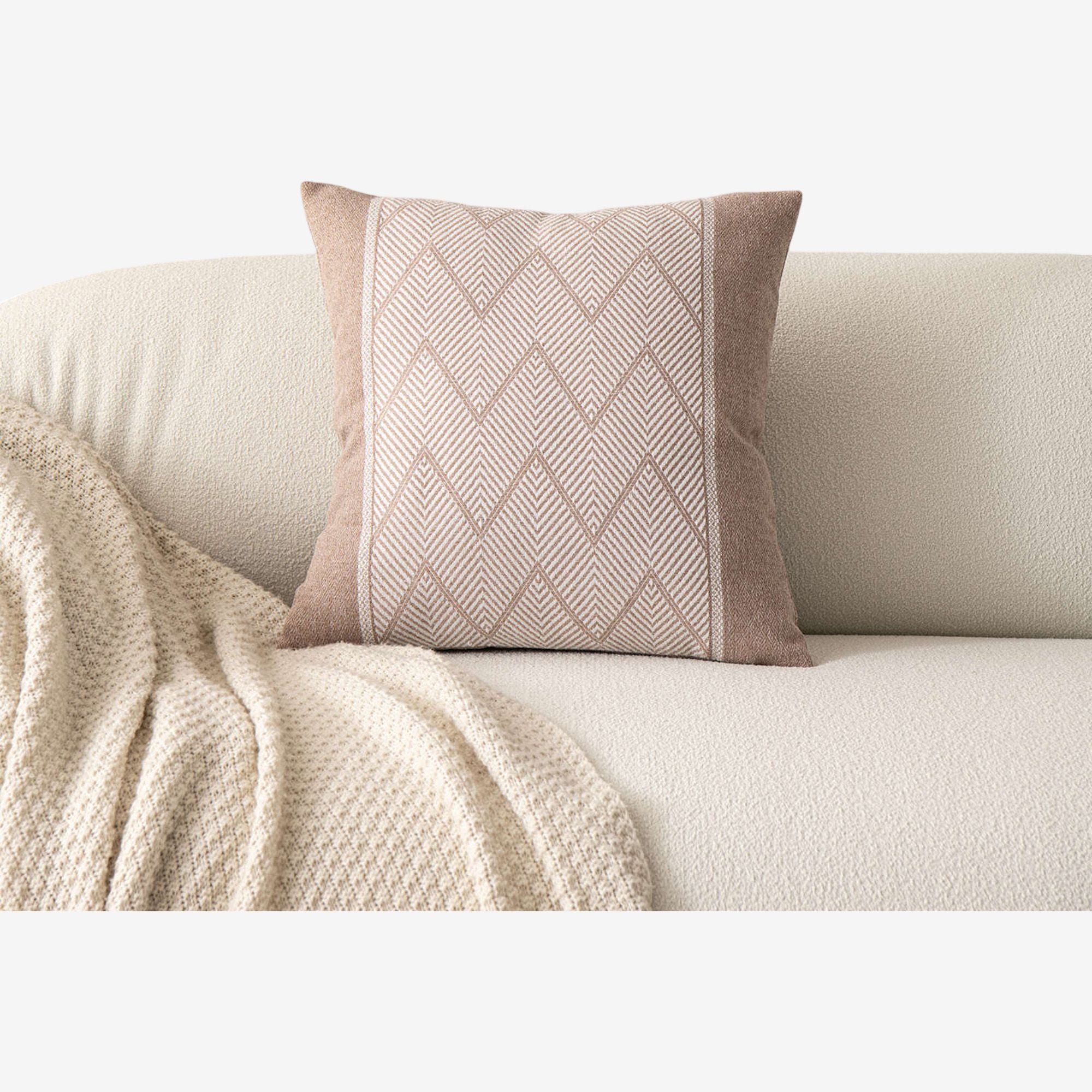 Decorative Throw Pillow Cover 17.7*17.7in Soft Cotton Fabric, Modern Chevron Pattern