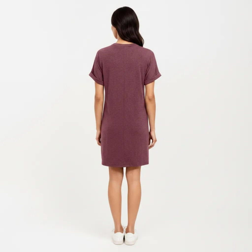 Anna-Kaci Women's Short Sleeve V Neck Shift Dress with Button Detail Relaxed Fit Casual Tunic Dress