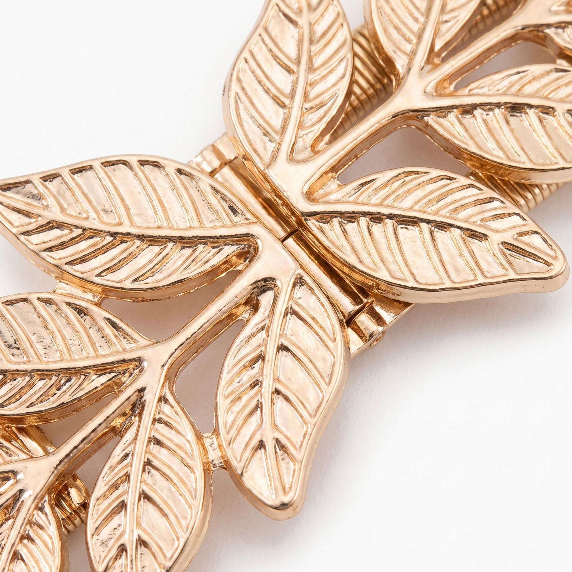 Dual Leaf Elastic Metal Waist Belt Adjustable Minimalist Leaf Waist Jewelry 47.2in