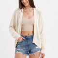 Open-Front Dolman Sleeve Draped Knit Cardigan