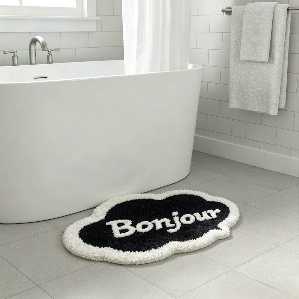 Bonjour Cloud Shaped Bathroom Floor Mat Soft Water Absorbent with Anti-Slip Base