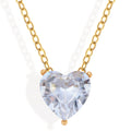 Gold Tone Necklace with Heart-Shaped Crystal Pendant