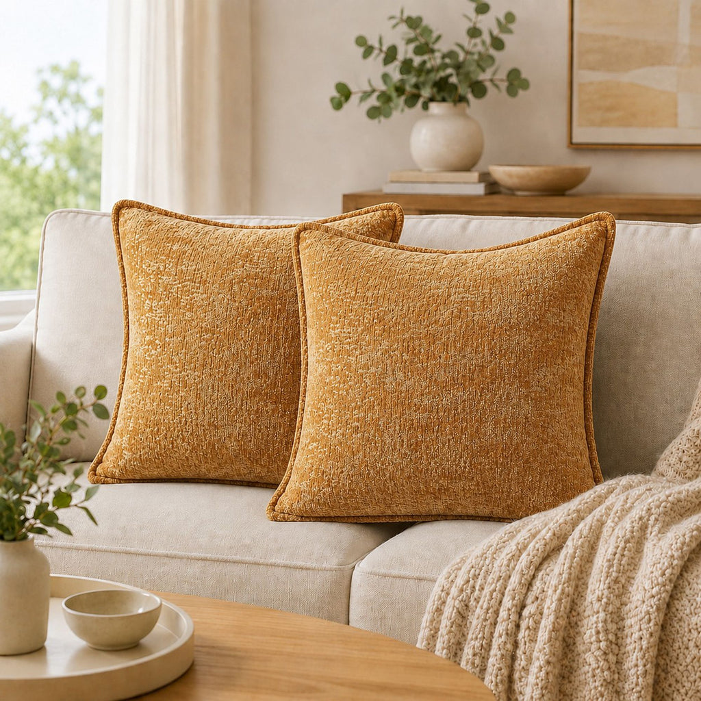 Textured Decorative Throw Pillow Cover Piped Edge Accent Cushion for Sofa Bed Chair
