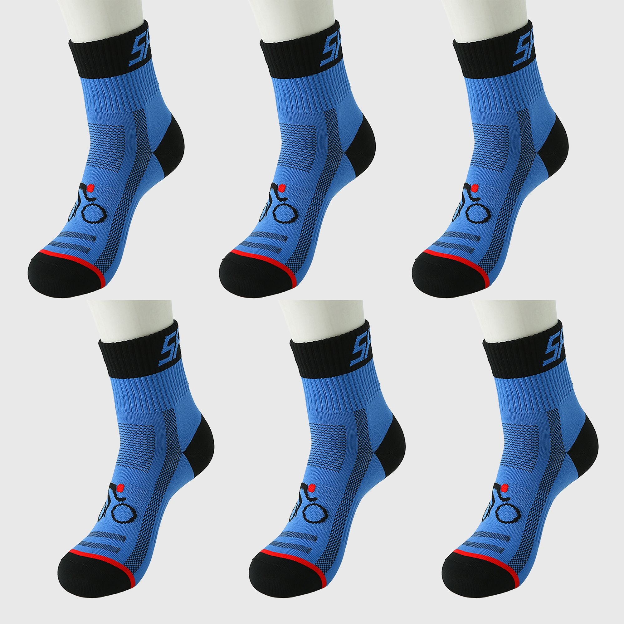 Anna-Kaci 6pk Men's Cycling Pattern Athletic Socks