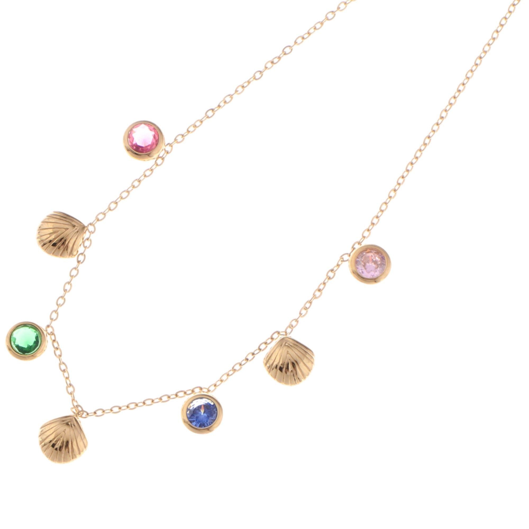 Fashion Gold Tone Shell and Crystal Charm Fashion Anklet with Adjustable Chain