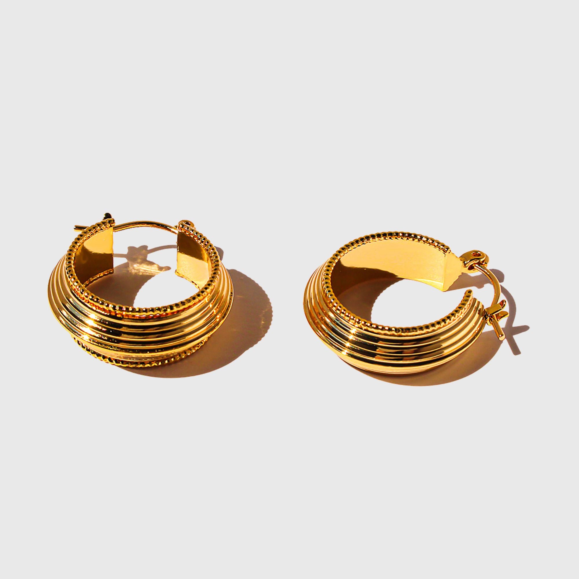 Women's Classic Striped Hoop Earrings - 2.2cm Diameter Hoops