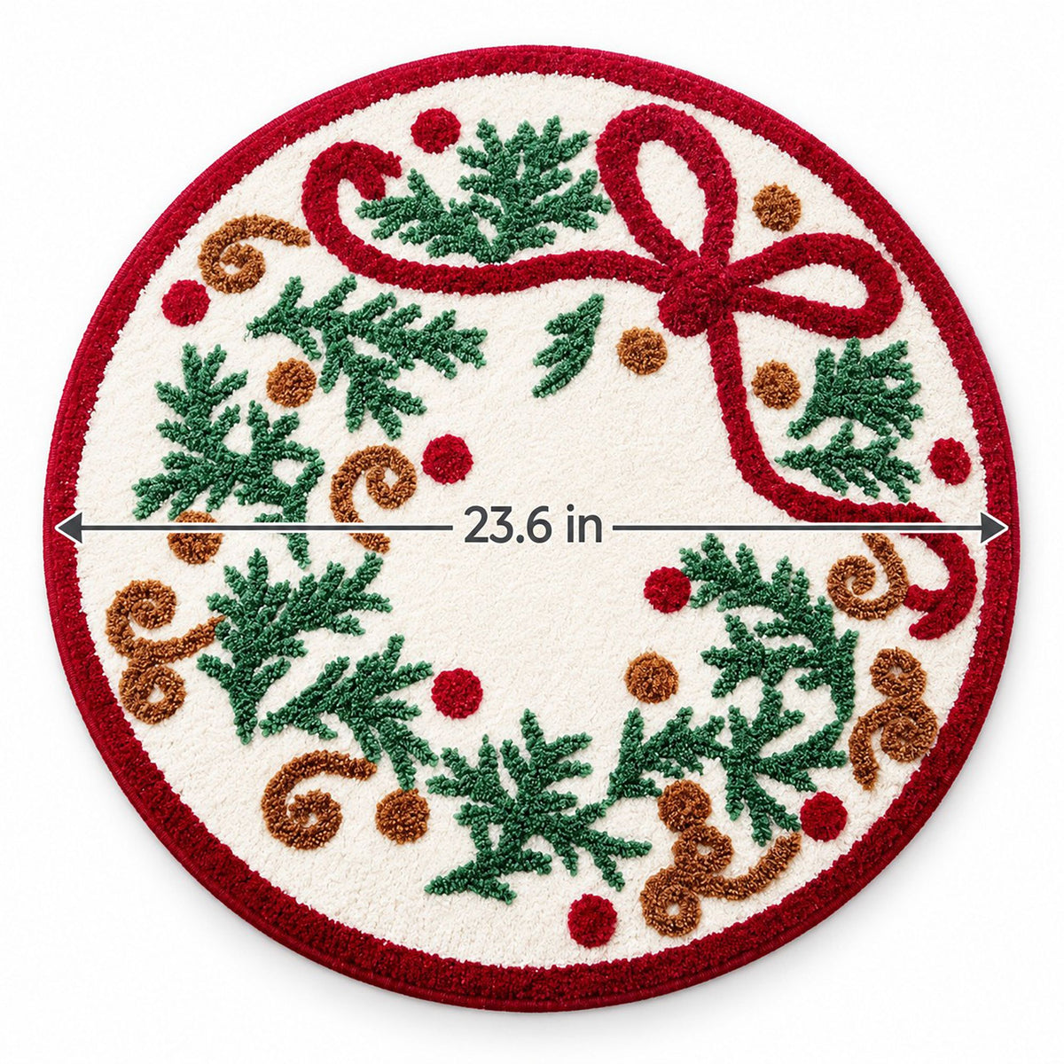 Christmas Snowflake and Wreath Tufted Bath Rug with Nonslip Backing 23.6 in