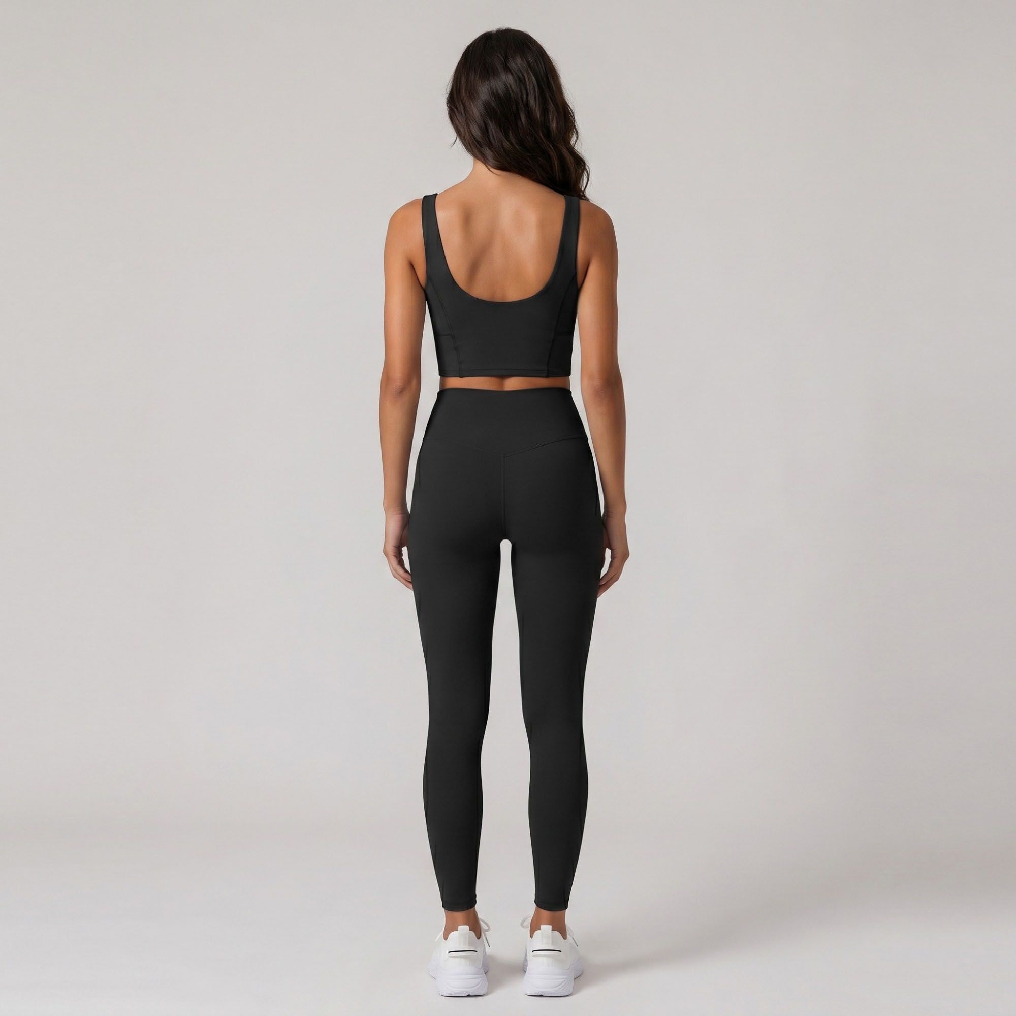 Padded Sleeveless Longline Sports Bra Tank Top Scoop Neck Workout Yoga Crop Top