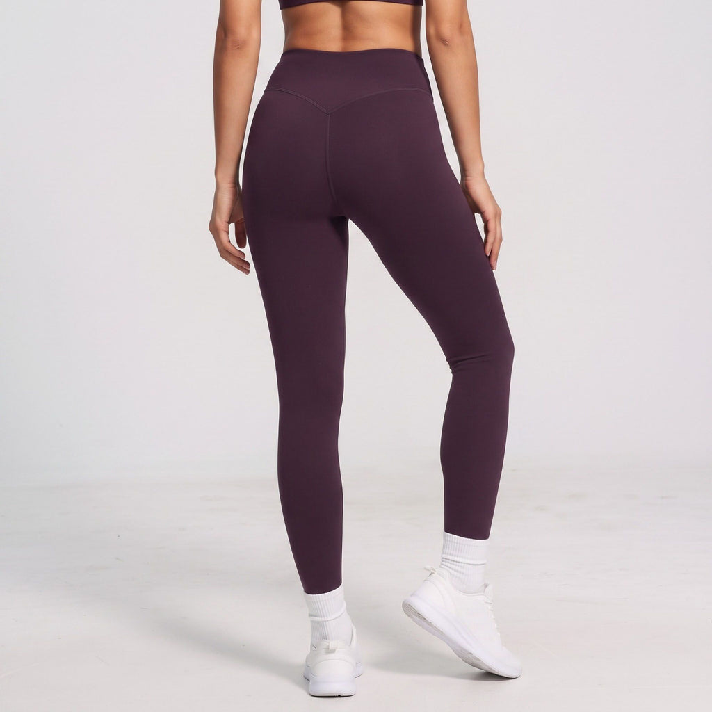 High Waist Full Length Leggings with Contour Seams Fitted Yoga Pants for Gym Training