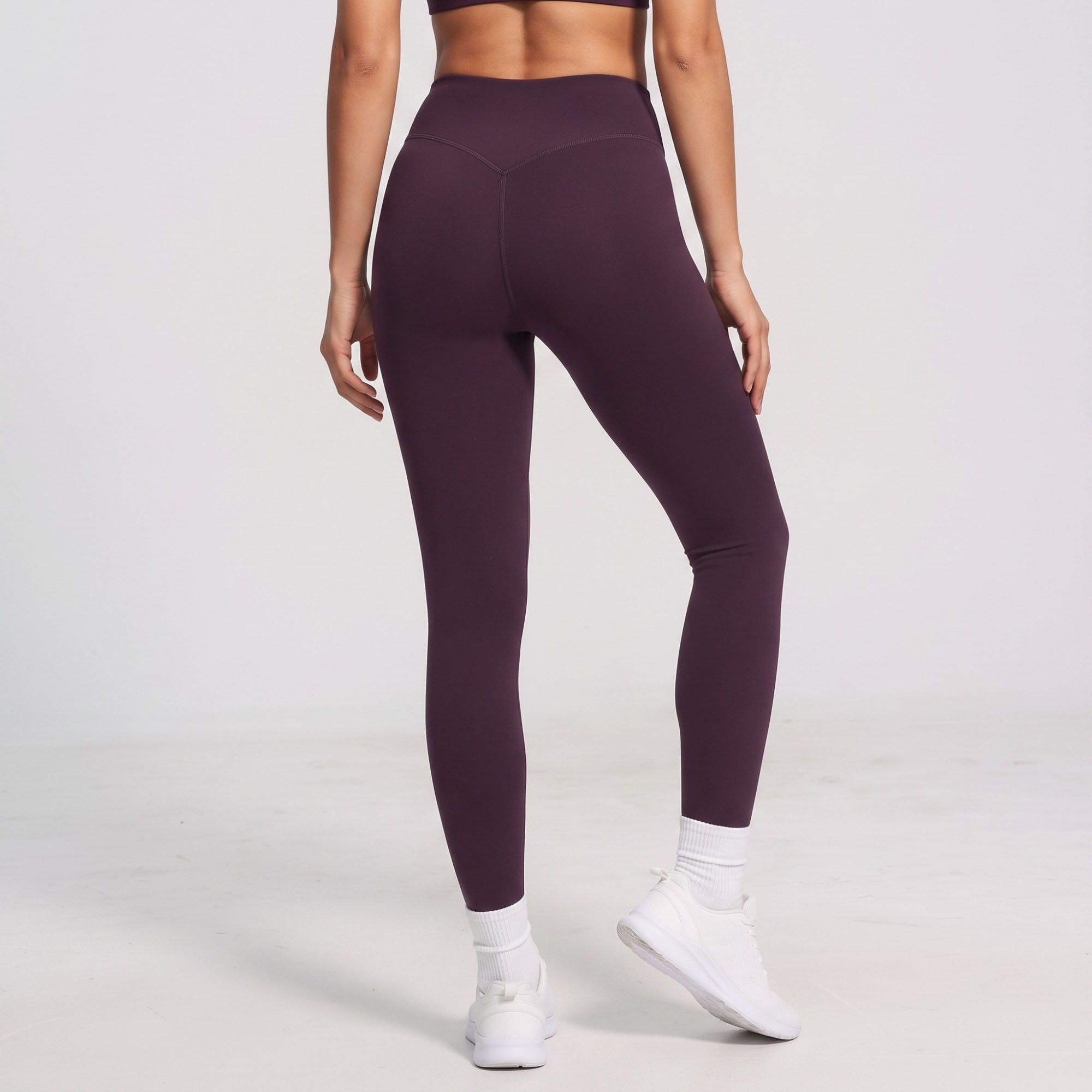 High Waist Full Length Leggings with Contour Seams Fitted Yoga Pants for Gym Training