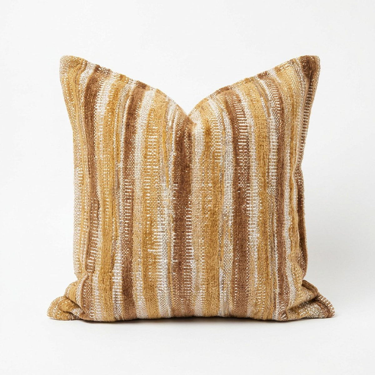 Textured Woven Striped Square Decorative Throw Pillow Cover
