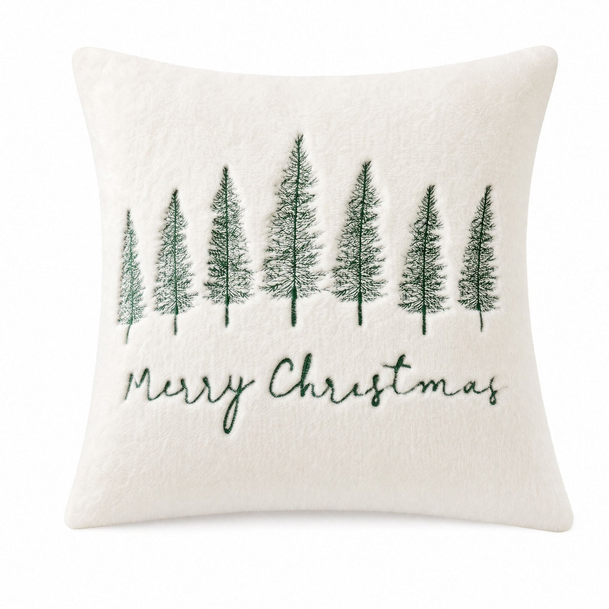 Christmas Tree Embroidered Plush Throw Pillow Cover Merry Christmas Decor