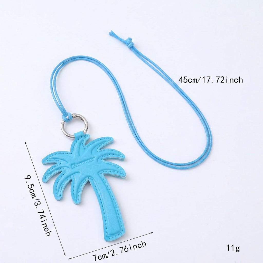 2-Piece Womens Faux Leather Bag Charm Keychain with Metal Ring Cord Loop and Stitched Detail