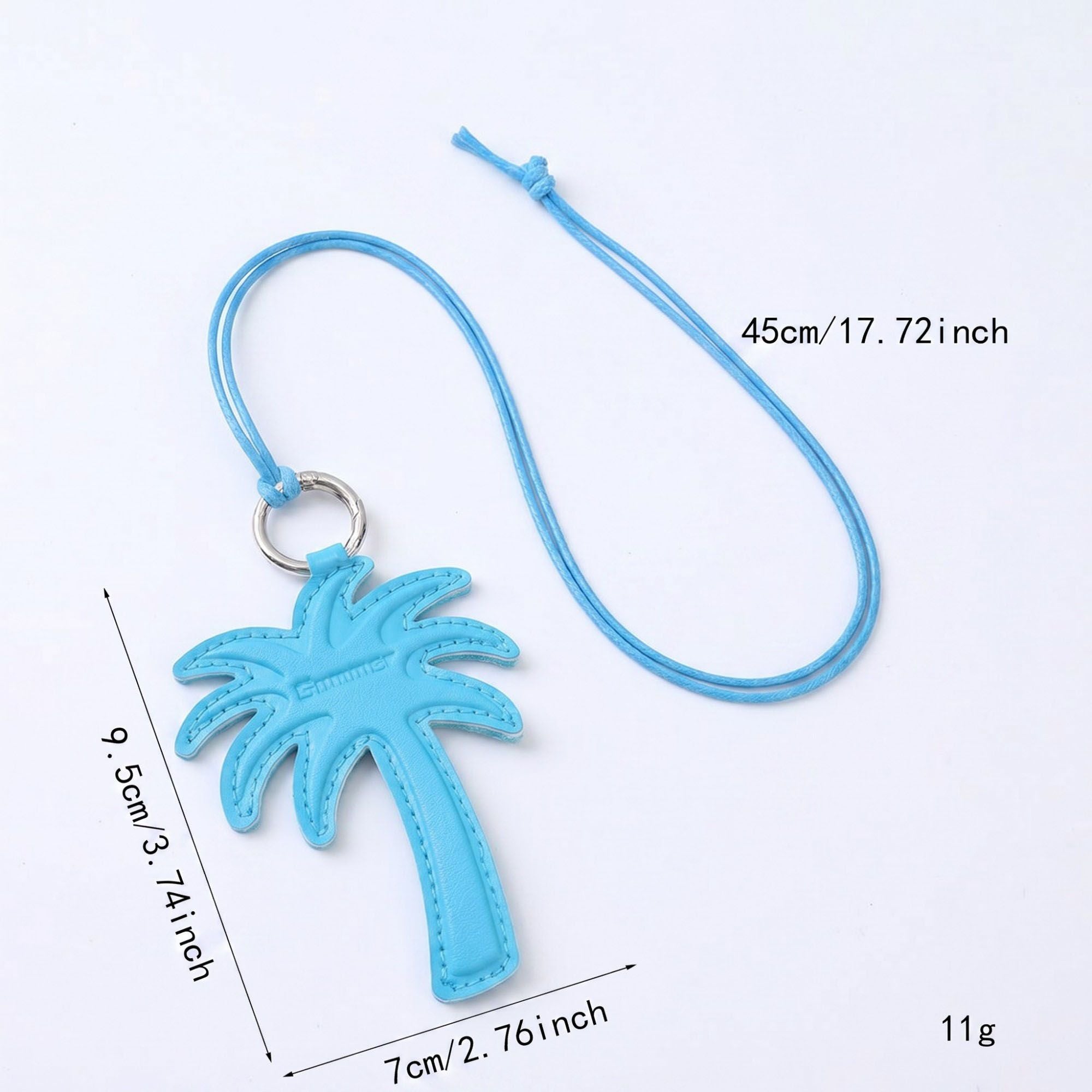 2-Piece Womens Faux Leather Bag Charm Keychain with Metal Ring Cord Loop and Stitched Detail